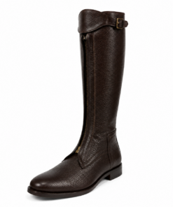 Buffalo leather polo boots with zipper, African brown