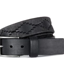 "Black" embroidered leather belt