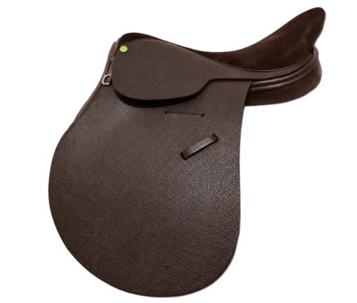 American polo saddle, suede seat and brown leather